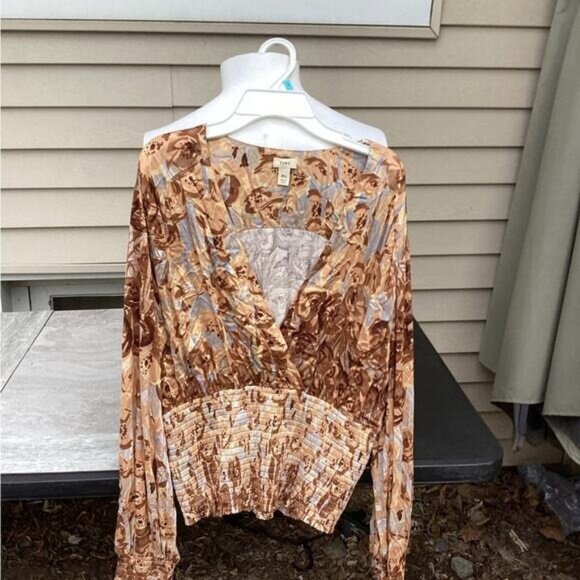 TROPICAL Y2K BOHO INDIE Tiny Valentina Long-Sleeve Top xl - Picture 2 of 7